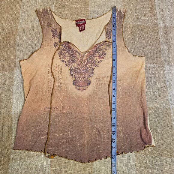 y2k MUDD Motoboho Western Yallternative Peasant Style Tank Top with Leather Ties - Picture 6 of 10